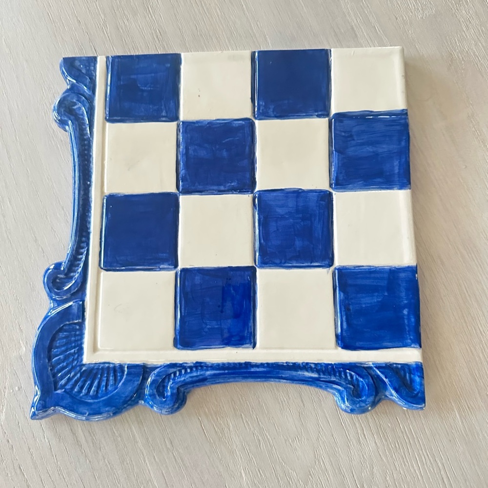 Modernist 1976 Ceramic Chessboard - Hand Painted